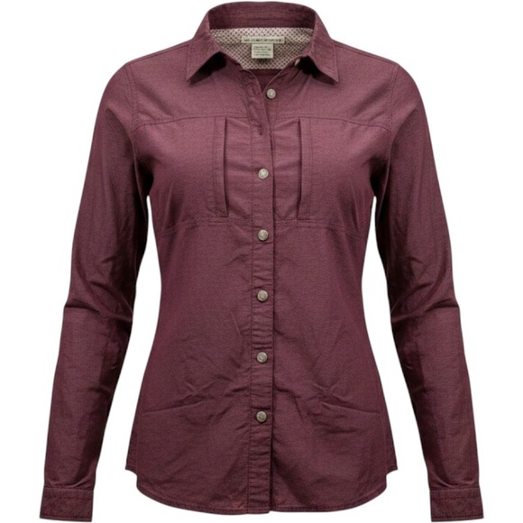Exofficio Tops - ExOfficio Womens Large Burgundy Long Sleeve Roll Tab Hiking Travel Shirt